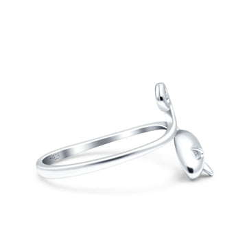 Mouse Rhodium Plated Band Solid 925 Sterling Silver Thumb Ring (12mm)